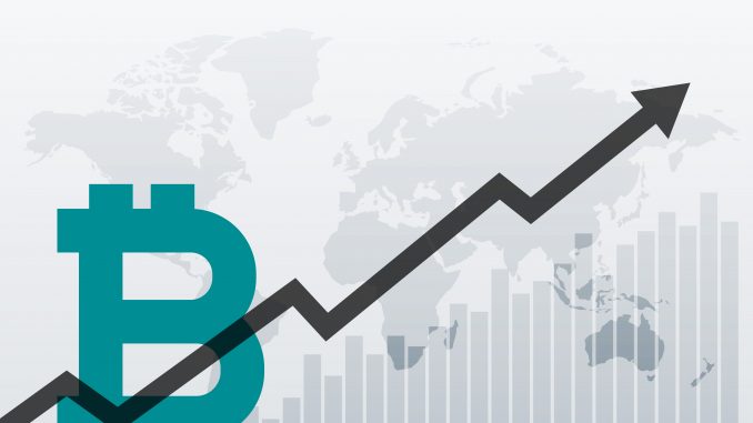 bitcoin upward growth chart design background