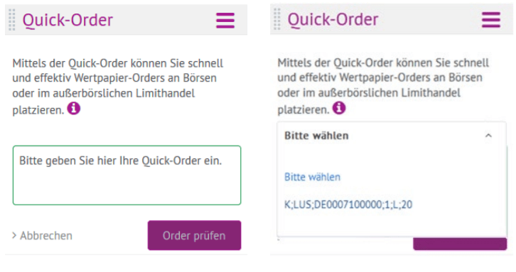 Onvista Quick Order