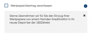 Wertpapierübertragung 1882direkt