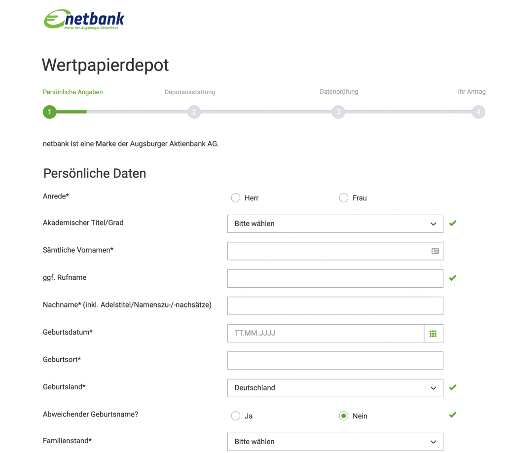 Persönliche Angaben - Netbank