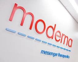 Moderna Logo an Gebäude