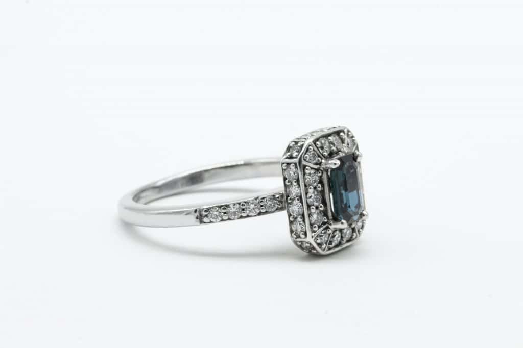 silver and blue gemstone ring