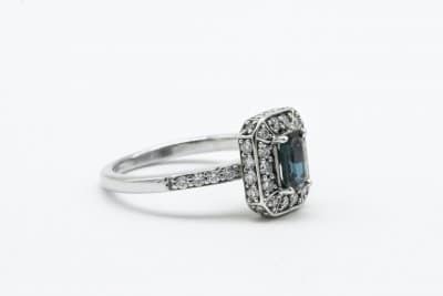 silver and blue gemstone ring