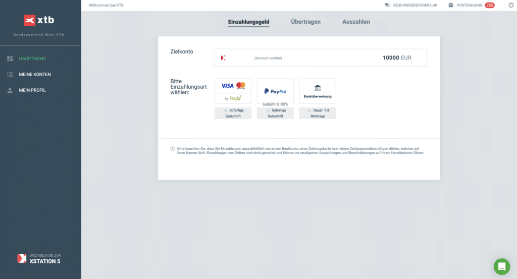 xtb einzahlung