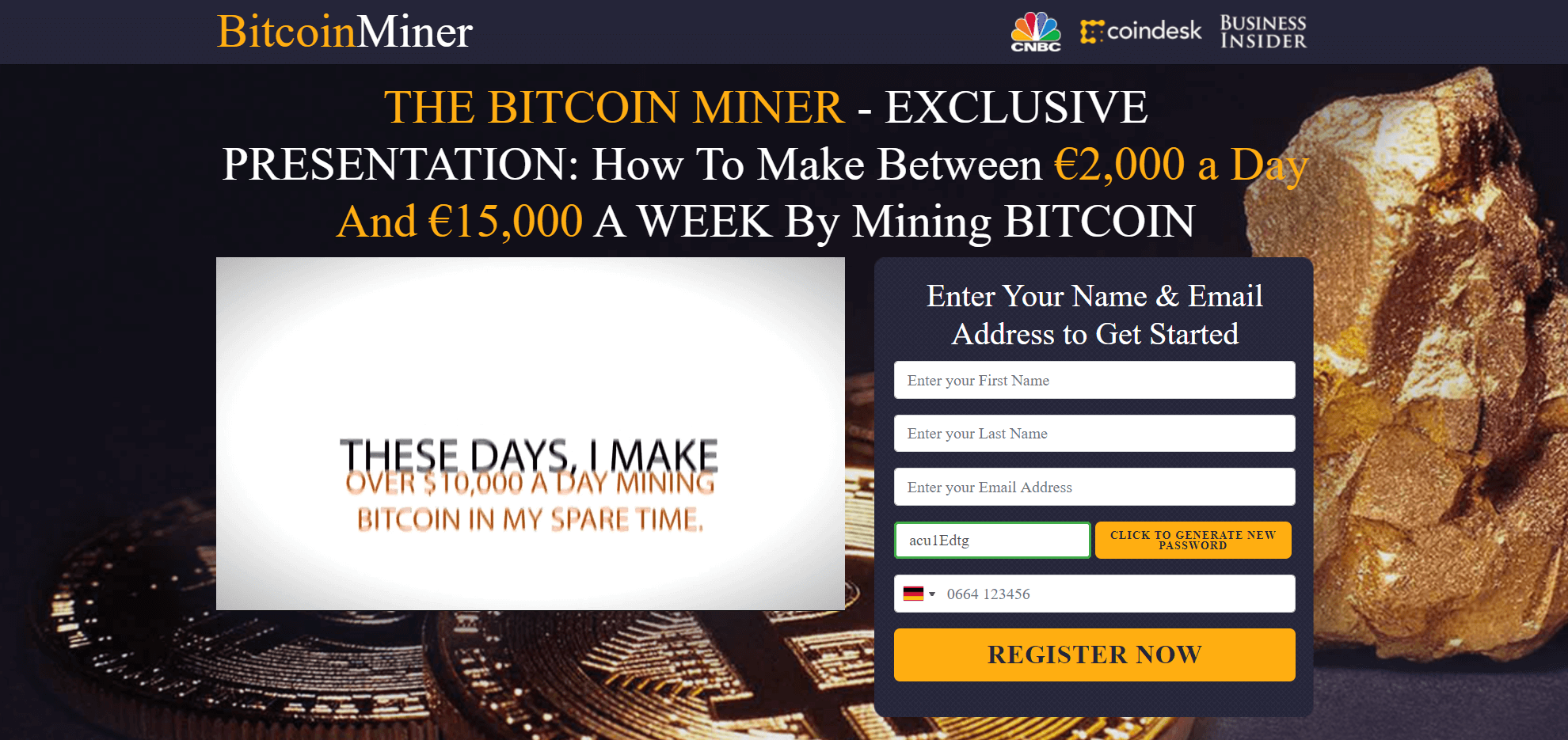 The Bitcoin Miner Webseite