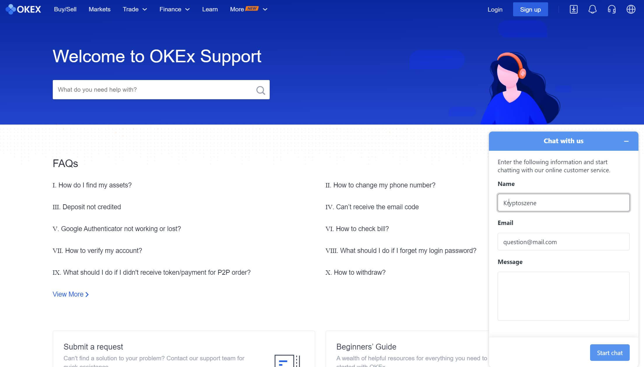 OKEX Kundendienst
