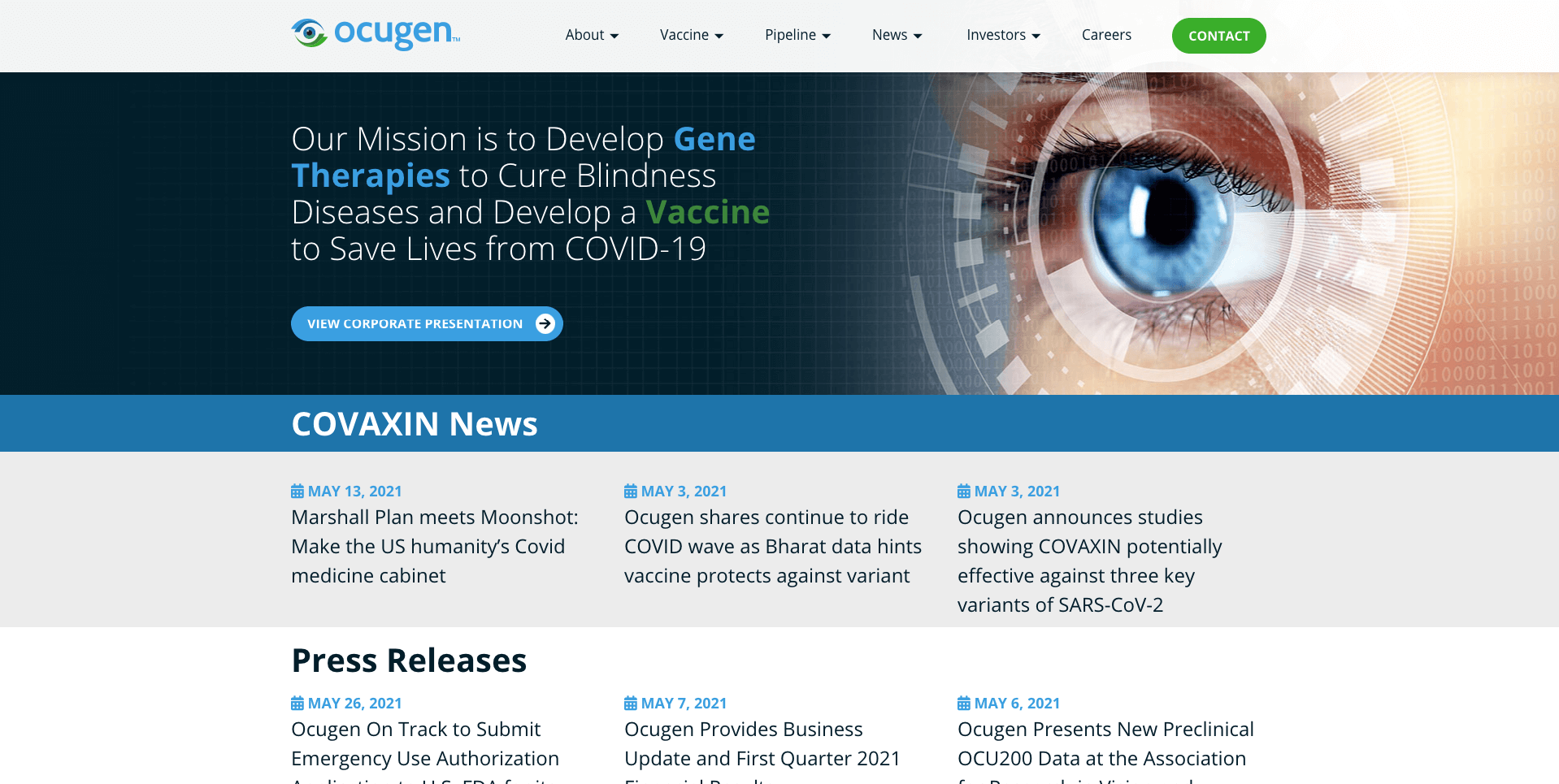 Ocugen Website
