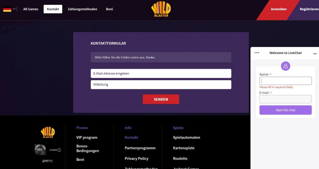 Wildblaster Casino Support