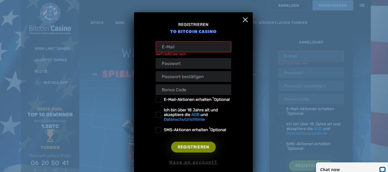 Bitcoincasino.us Anmeldung