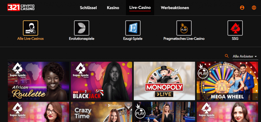 321 Crypto Casino Live Spiele