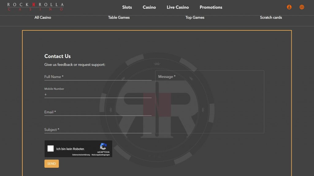 RocknRolla Casino Support