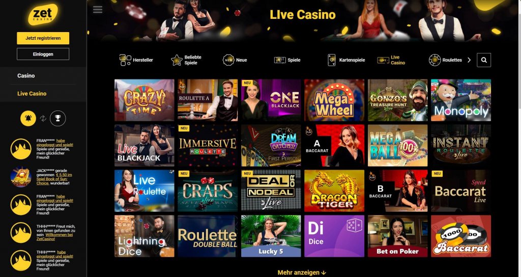 Zet Casino Live Casino