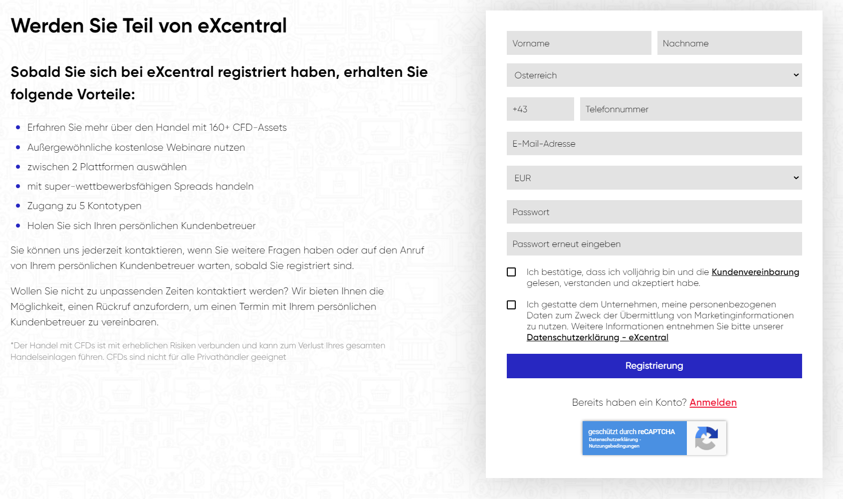 eXcentral Anmeldung