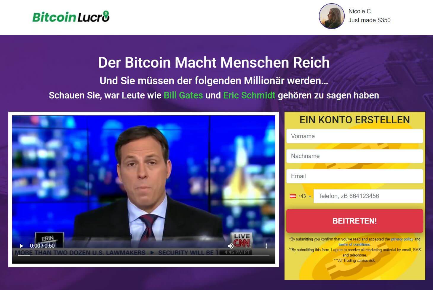 Bitcoin Lucro Webseite