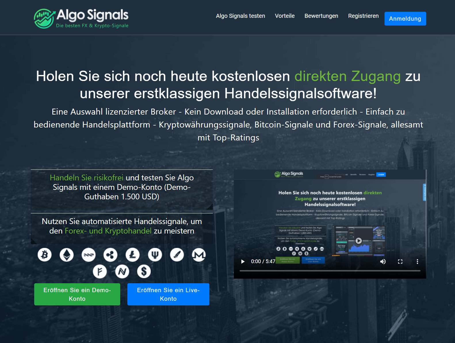 Algo Signals Webseite