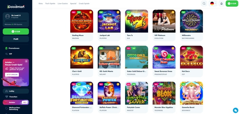 Goodman Casino alle Slots