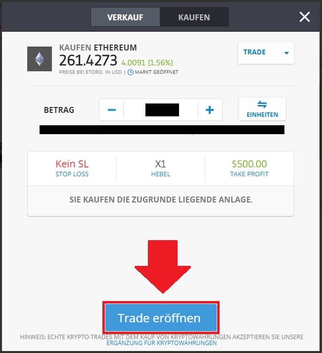 eToro Ethereum Trade