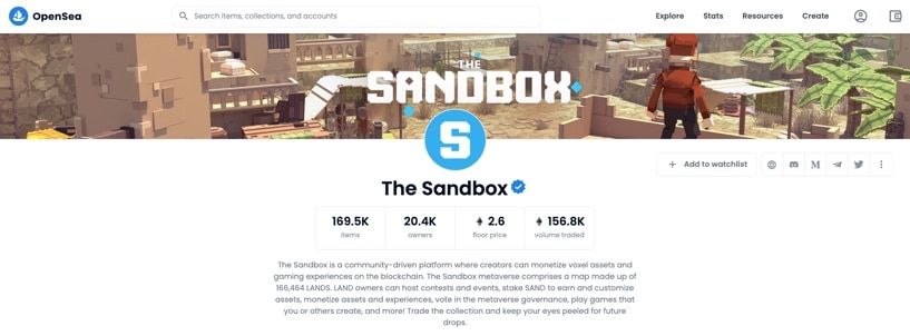 OpenSea The Sandbox