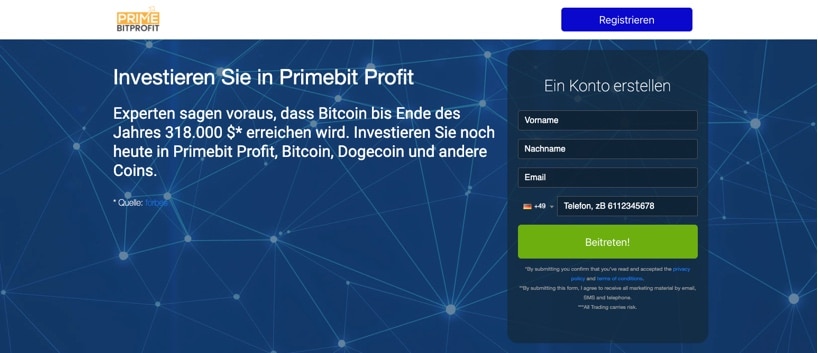 PrimeBit Profit Startseite