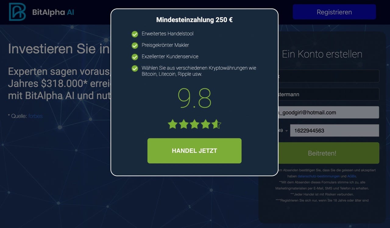 Bit Alpha AI Einzahlung