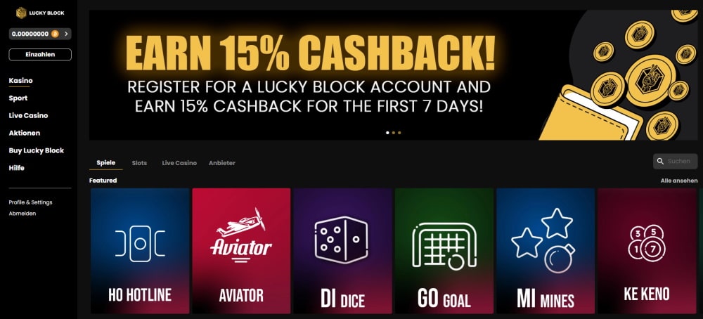 Lucky Block Cashback Bonus