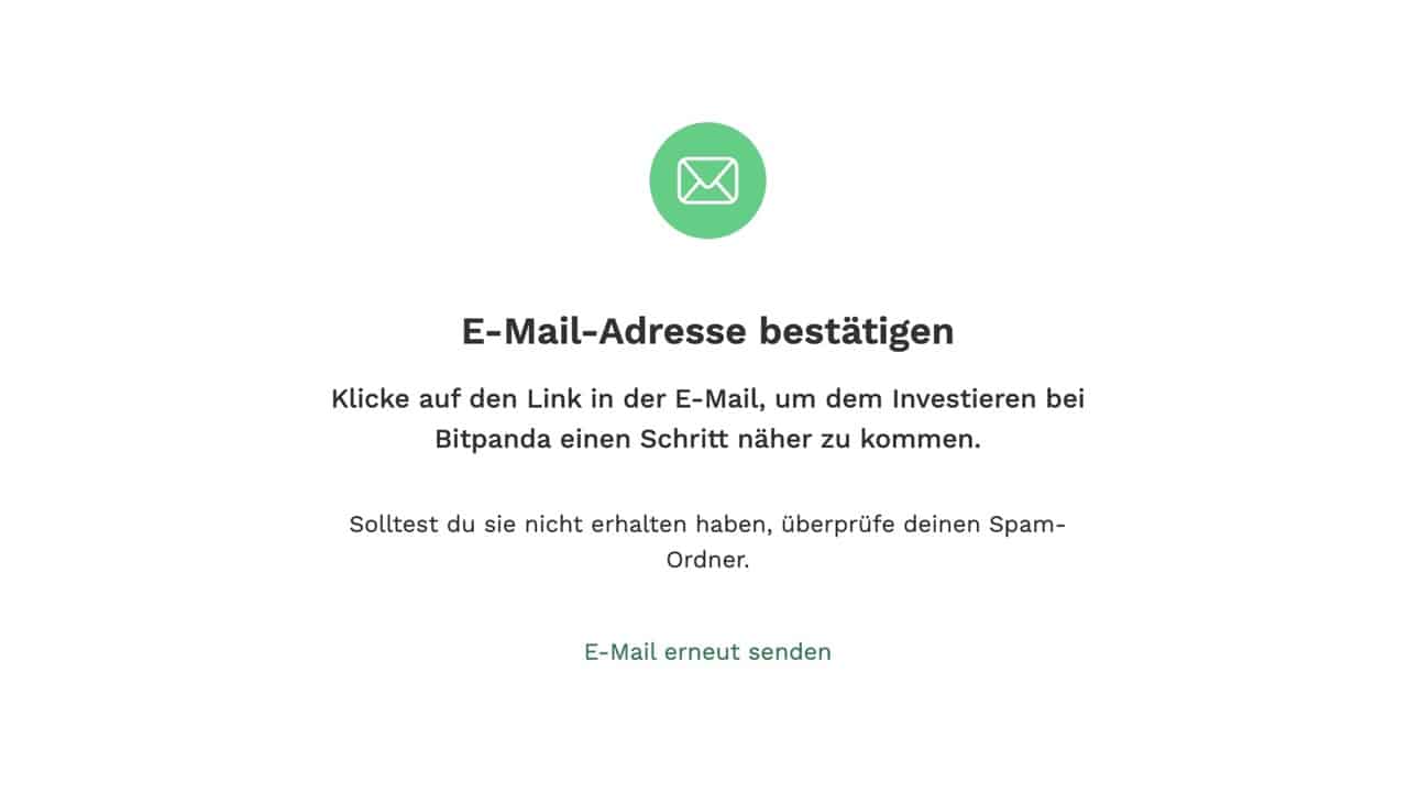Bitpanda E-Mail bestätigen