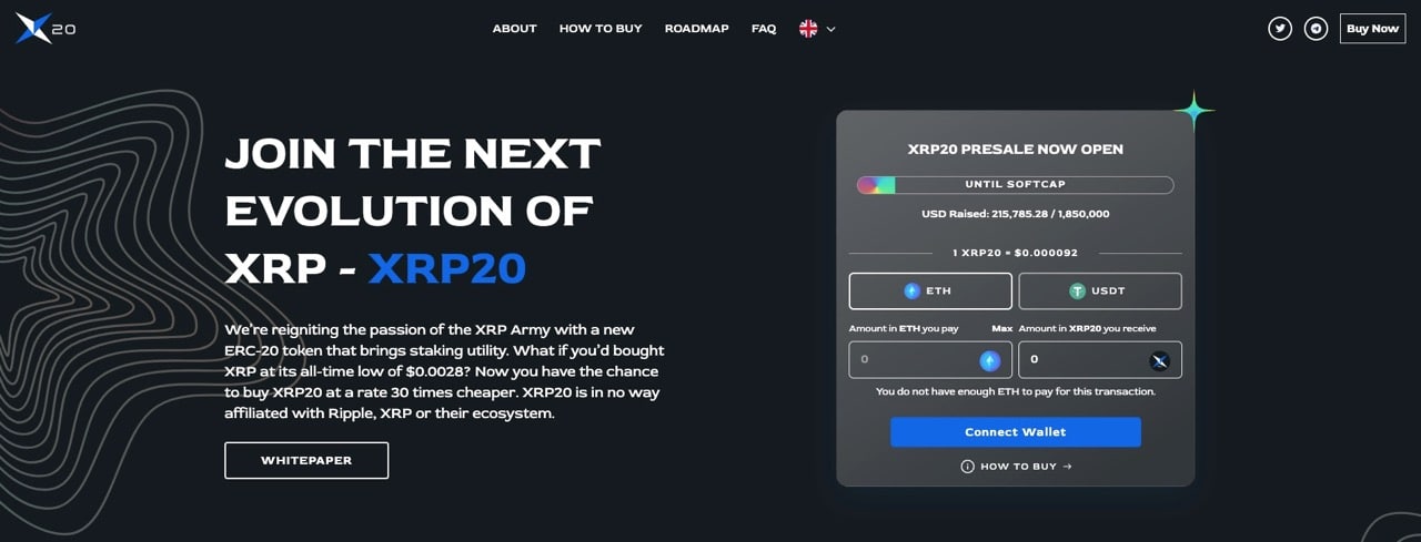 XRP20 Presale Webseite