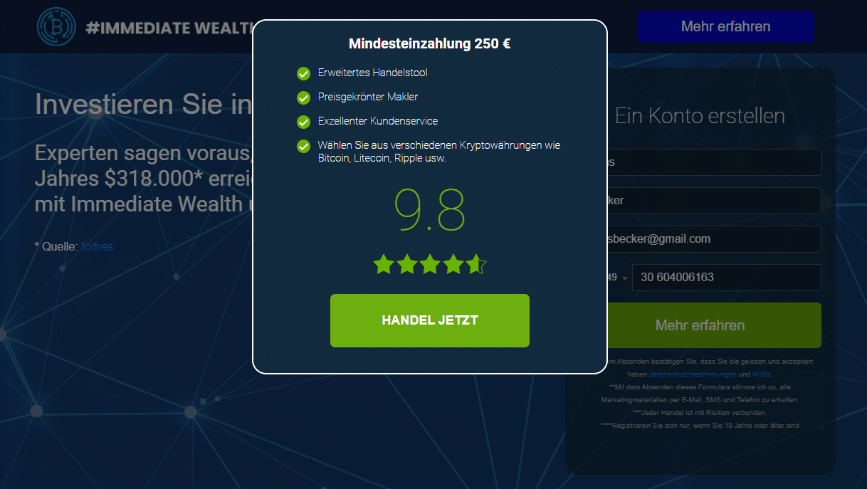 immediate-wealth einzahlung