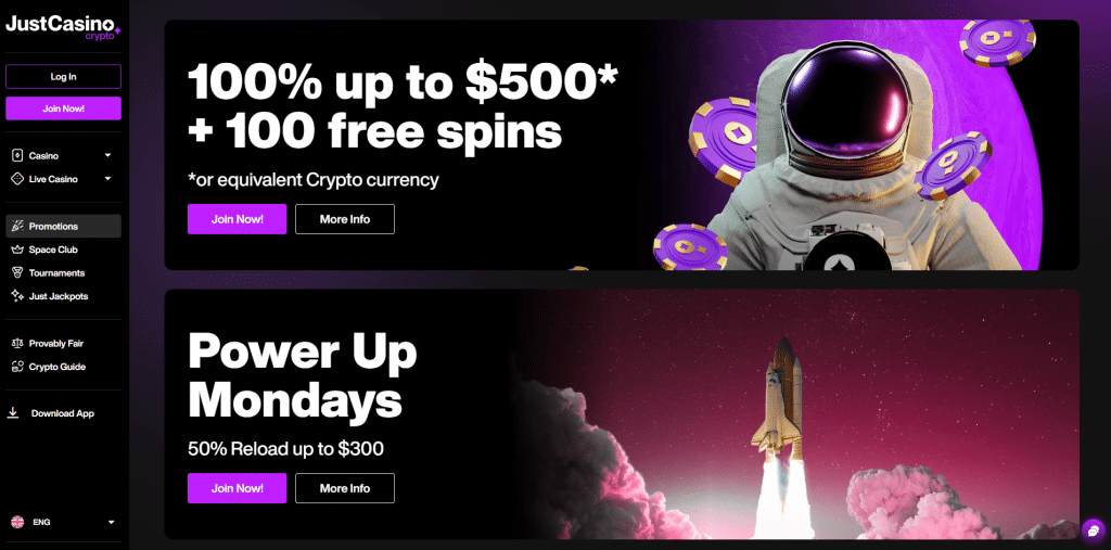 justcasino promotions