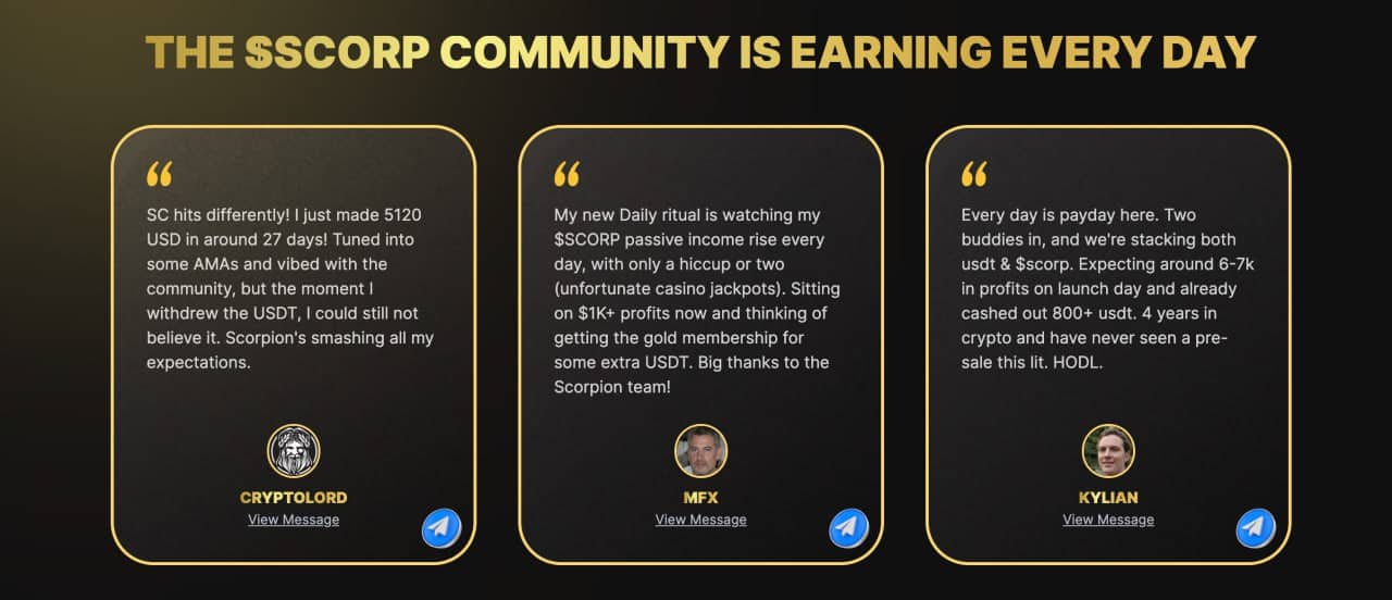 Scorp community earning