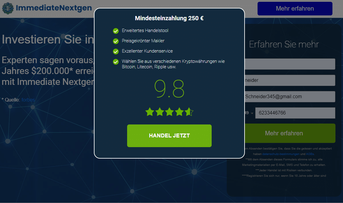 immediate nextgen mindesteinzahlung