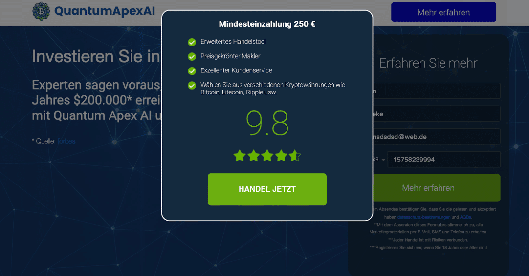 quantum apex ai einzahlung