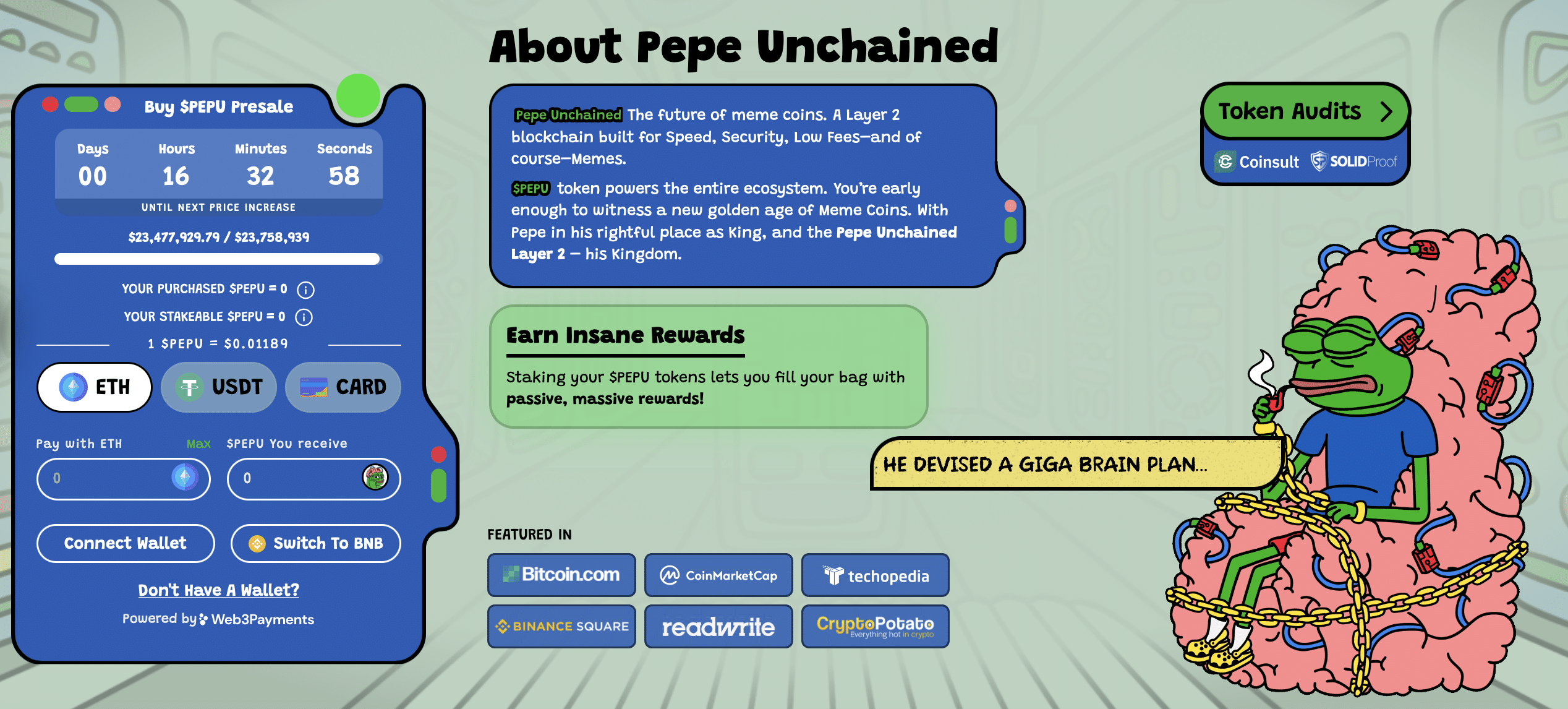 Pepe Unchained knackt im PreSale die 23 Millionen Dollar Marke | Quelle: Pepeunchained.com