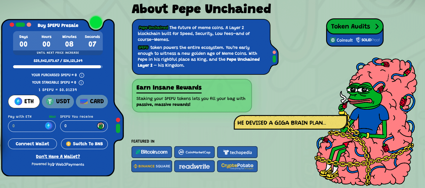 Pepe Unchained PreSale knackt die 25-Millionen-Dollar-Marke | Quelle: Pepeunchained.com