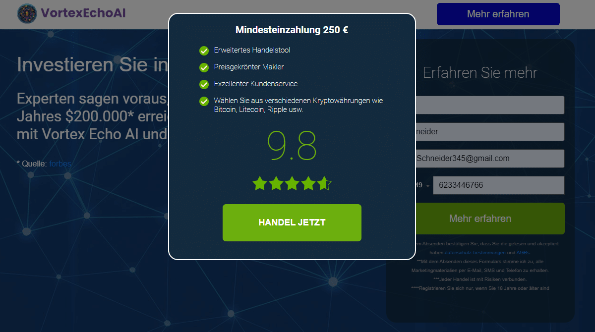 vortex echo ai mindesteinzahlung