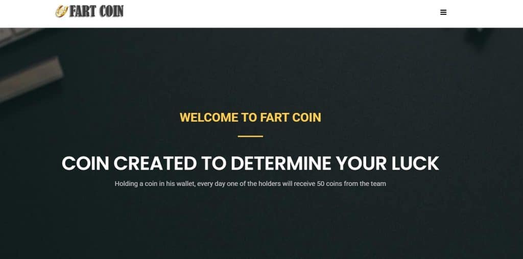 Fartcoin homepage