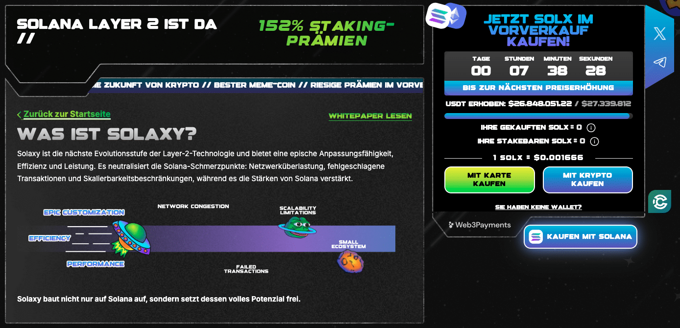 Solaxy hätte als Solanas erste L2-Lösung starkes Wachstumspotenzial | Quelle: Solaxy.io