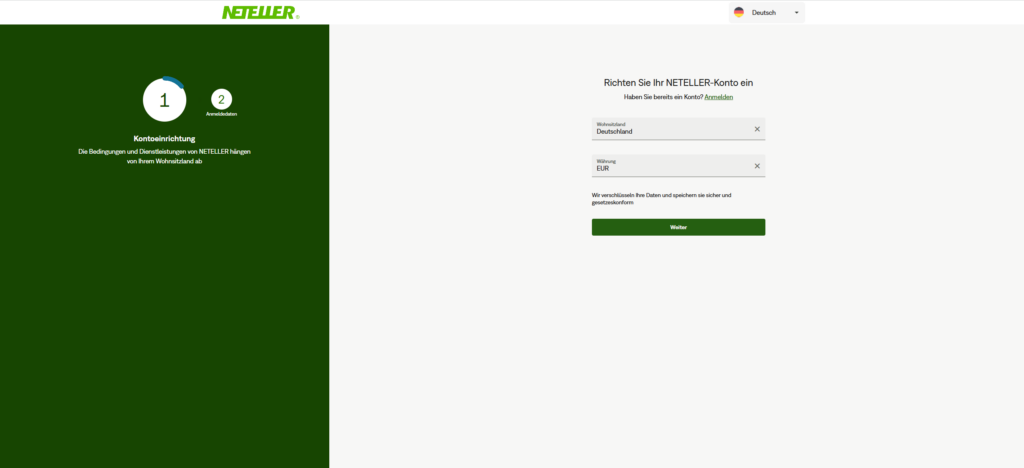 Neteller Registrierung