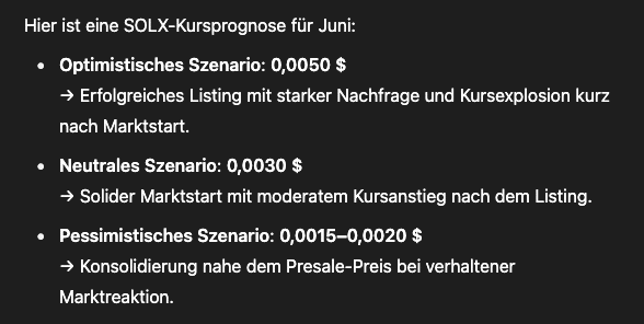 SOLX könnte nach seinem ersten Börsenlisting eine Rallye erleben | Quelle: Chatgpt.com