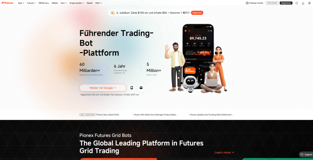 Pionex Homepage