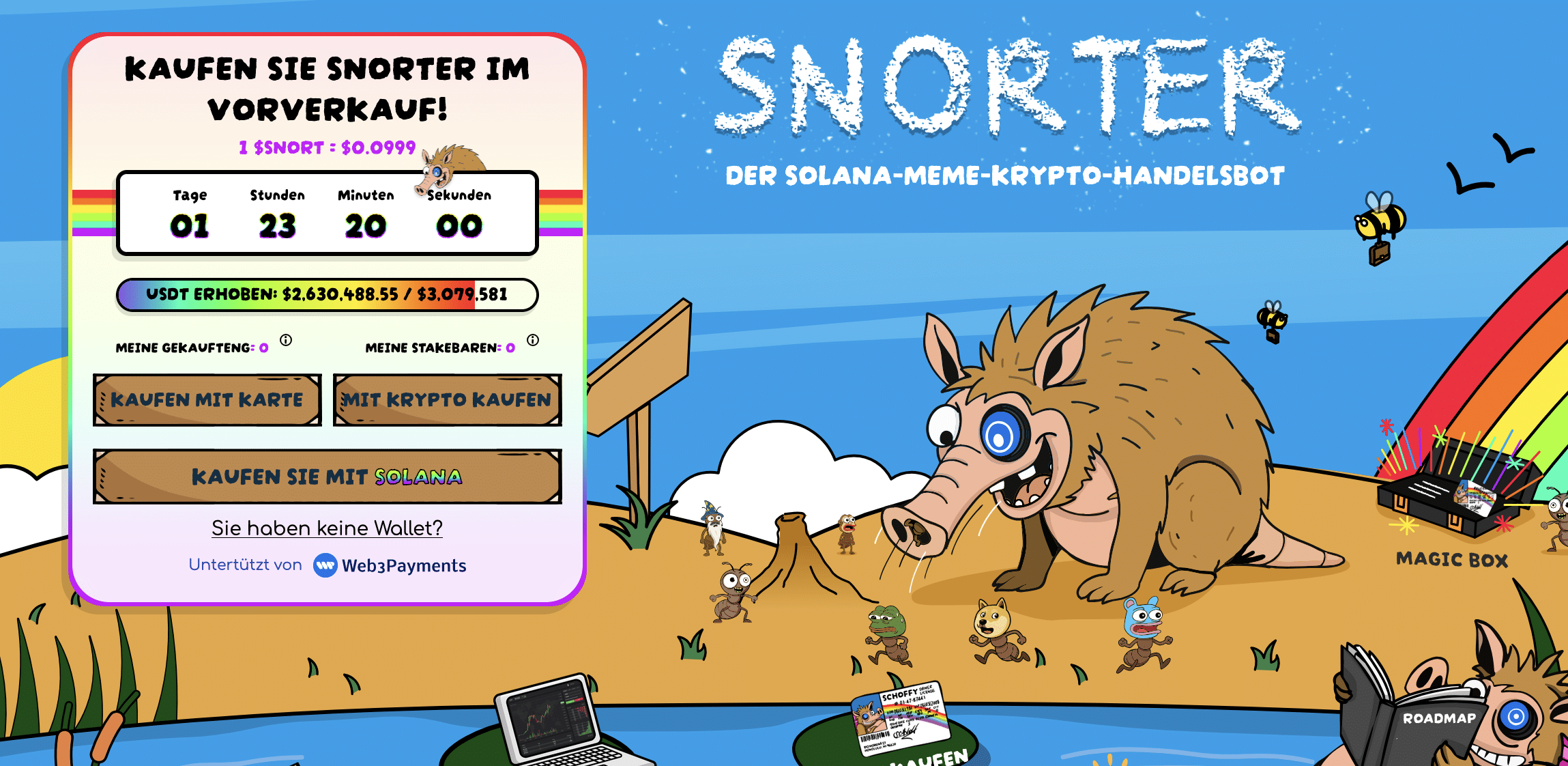 Im Snorter-Presale kann heute noch für unter 10 Cent SNORT gekauft werden | Quelle: Snorter-token.com