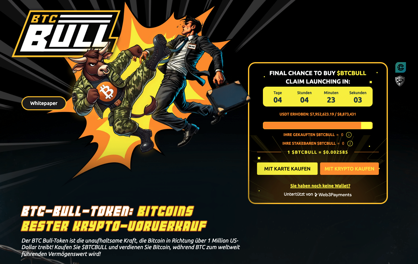 BTCBULL-Börsenlisting steht schon bald an | Quelle: Btcbulltoken.com