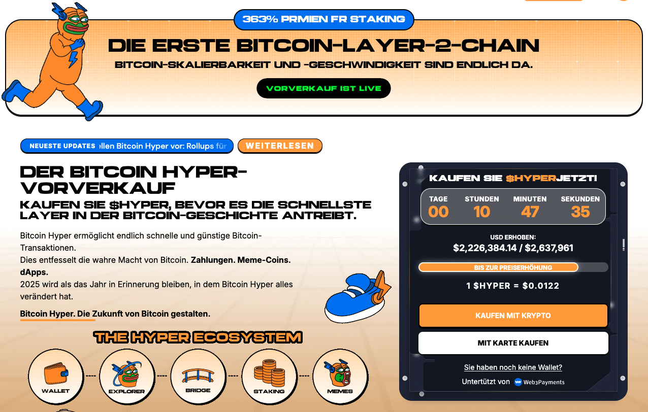 Bitcoin Hyper sopll die erste funktionierende L2-Chain für Bitcoin werden | Quelle: Bitcoinhyper.com