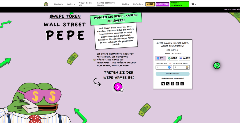 Wall Street Pepe Homepage