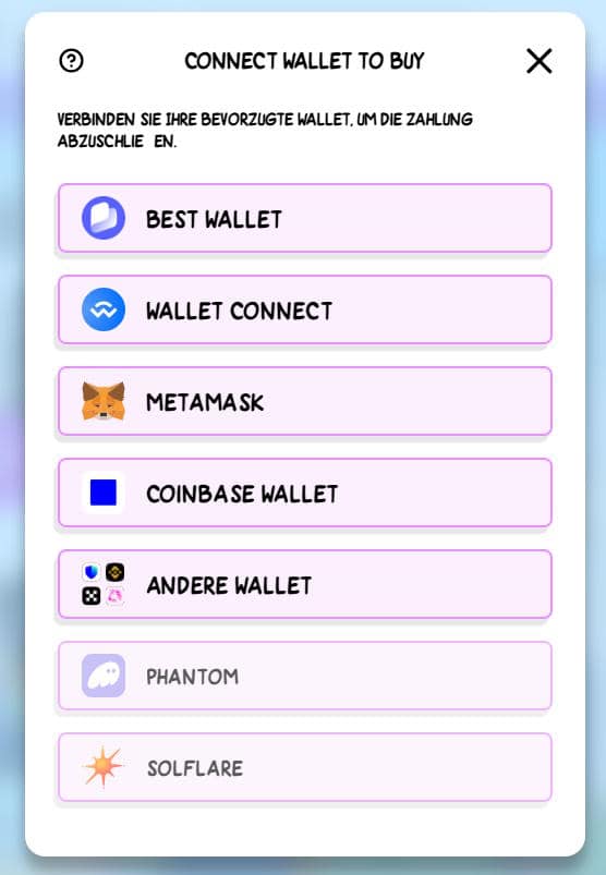 WEPE mit Best Wallet verbinden