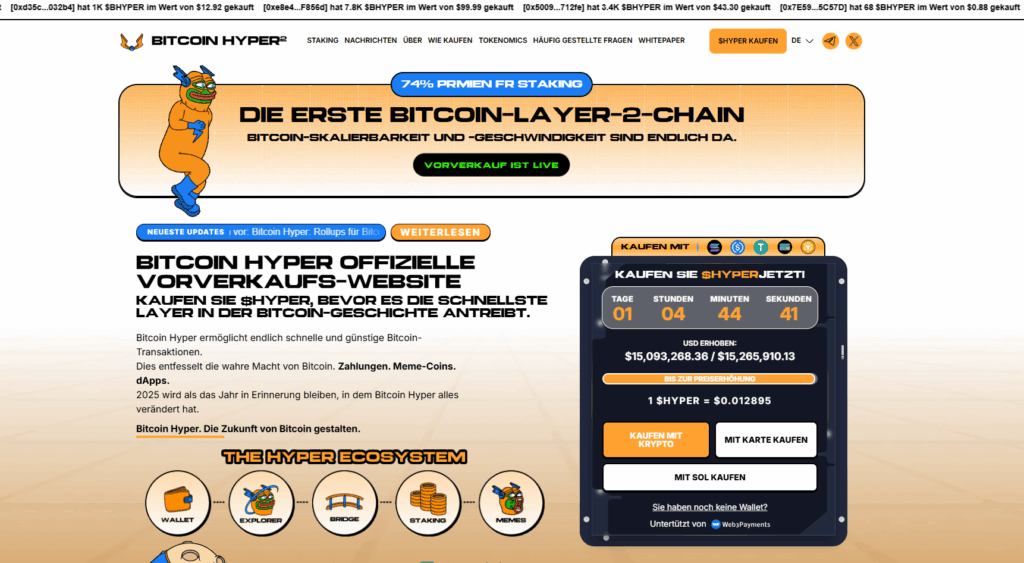 Bitcoin Hyper Neue Homepage