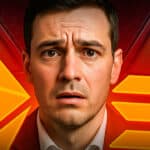 Besorgter Investor vor den Symbolen von Ethereum und Solana, im Hintergrund rote Warnsymbole mit Ausrufezeichen – Darstellung von Unsicherheit im Kryptomarkt.