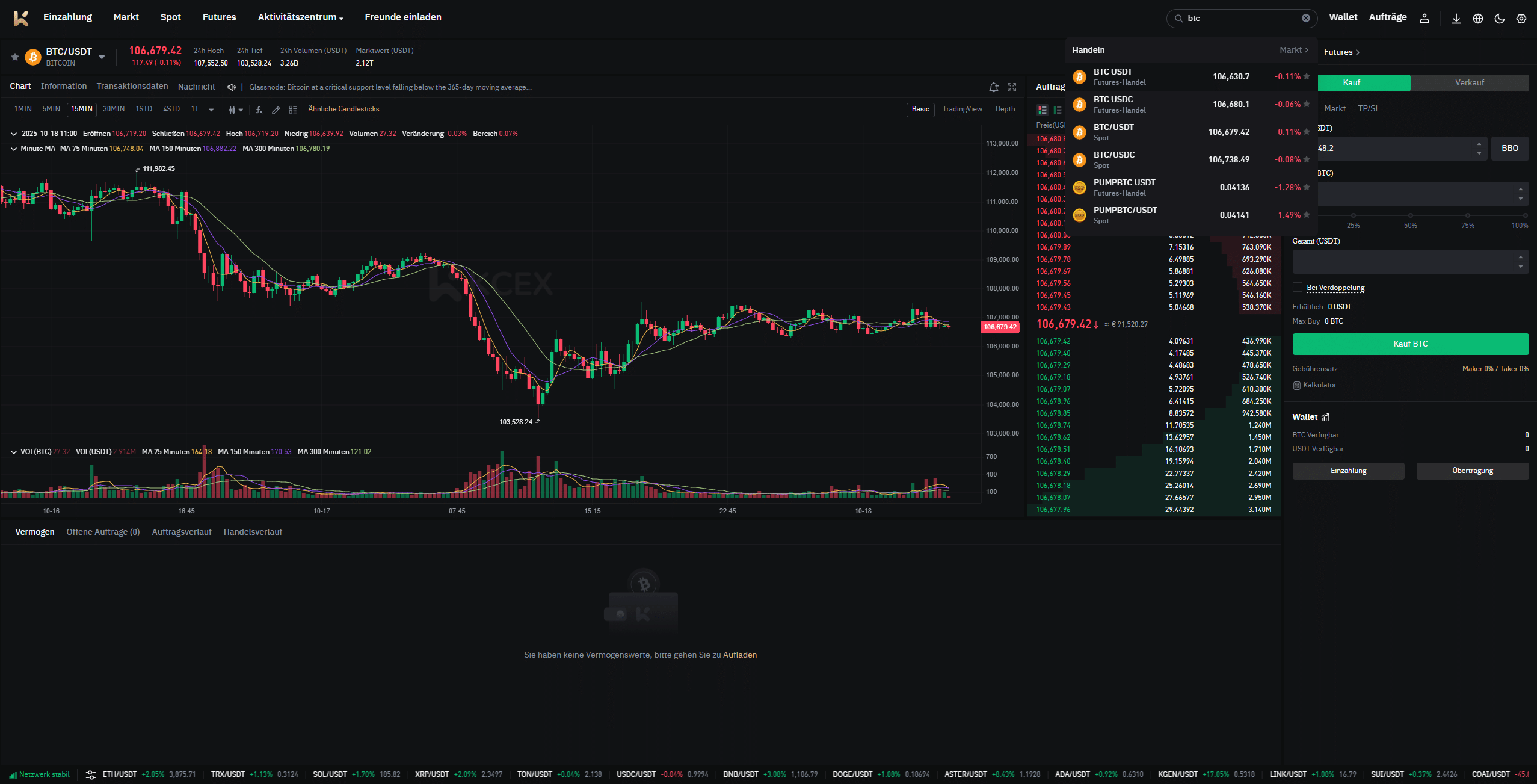 KCEX BTC USDT