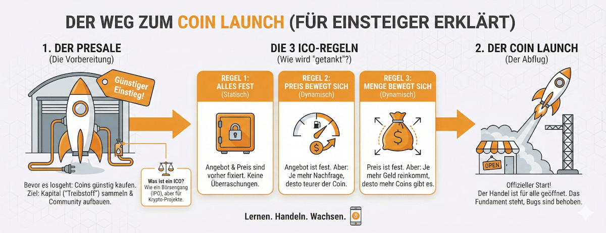 Der Weg zum Coin Launch einfach erklärt (Infografik)