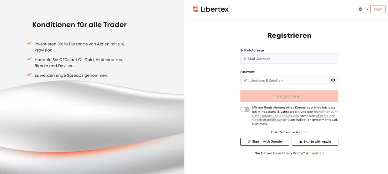 Libertex Registrierung